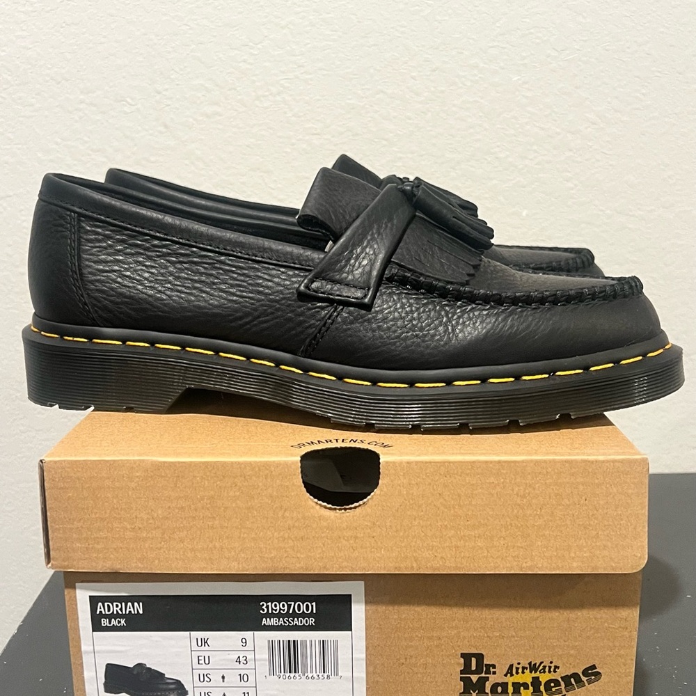 Dr. Martens Black Leather Loafers with Tassels